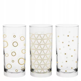 Szklanki dekorowane Phila Geometric Gold wysokie mix wzorów 260 ml - Szklanki - miniaturka - grafika 1