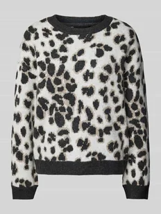 Sweter z dzianiny o kroju regular fit ze zwierzęcym nadrukiem model ‘NANA’ - Swetry damskie - miniaturka - grafika 1