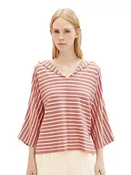 Bluzy damskie - TOM TAILOR Damska bluza z kapturem w paski, 33801 - różowy melanż w paski, S - miniaturka - grafika 1