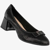 Półbuty damskie - Czółenka Damskie Skórzane Buty Na Obcasie Półbuty Czarne Filippo Czarny 40 - miniaturka - grafika 1