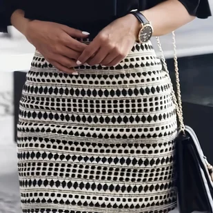 TEMU Spódnica A-Line w Paski dla Kobiet – Czarno-Białe Pasy, Nieelastyczna Tkanina do Prania w Praniu Maszynowym, Letnia Spódnia Biurowa i Casualowa, - Spódnice - miniaturka - grafika 1