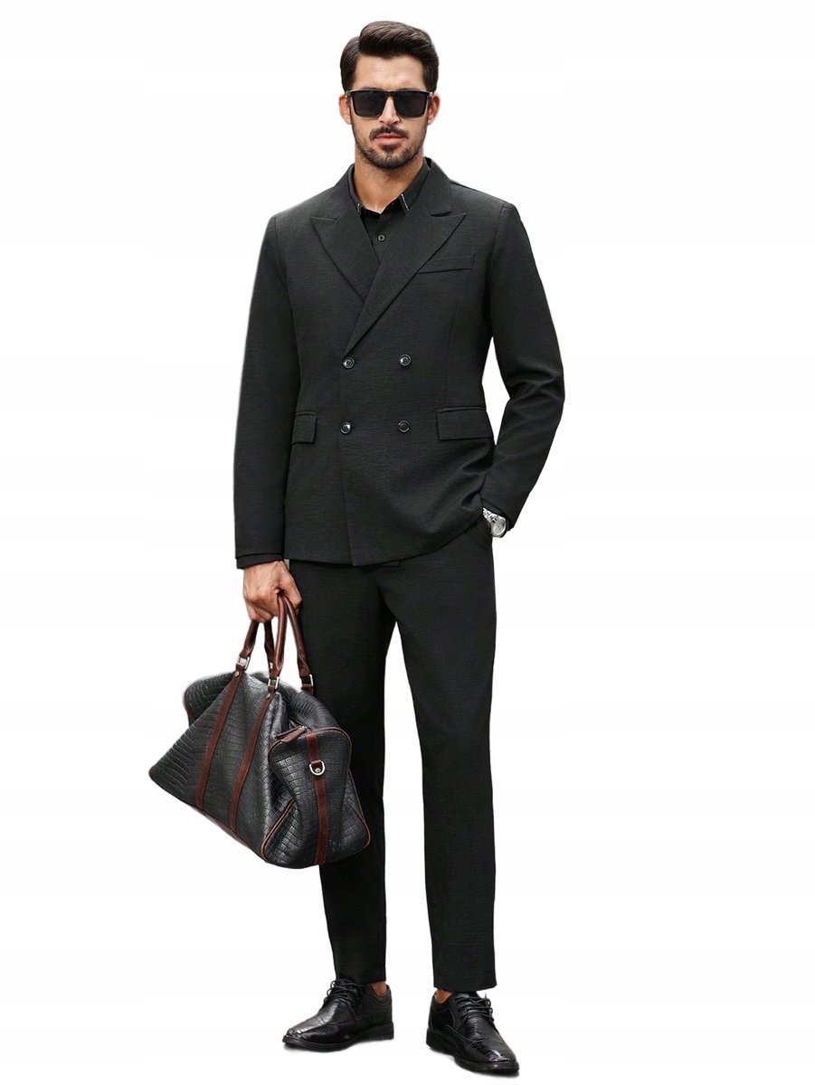 SHEIN CZARNY ELEGANCKI GARNITUR REGULAR MĘSKI L 1LA
