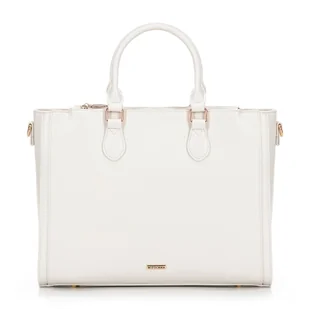 Damska torba na laptopa 14,5” z imitacji skóry kremowa - Torebki damskie Damska torba na laptopa 14,5” z imitacji skóry kremowa - Torebki damskie - miniaturka - grafika 1