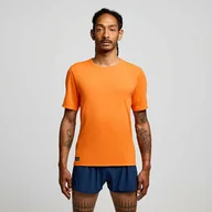 Koszulki sportowe męskie - Saucony Koszulka męska Stopwatch Short Sleeve - Pepper Heather - miniaturka - grafika 1