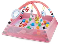 Maty edukacyjne - DUŻA MATA EDUKACYJNA MIĘKKA INTERAKTYWNA DLA NIEMOWLAKA 2W1 RÓŻOWA + PIŁKI - miniaturka - grafika 1