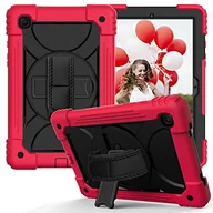 Długopisy - Etui do Galaxy 2020 Tab A7 10,4" SM-T500/T503/T505/T507), odporne na uderzenia etui ochronne z uchwytem na długopis - obracany o 360° pasek na ramię (czerwony + czarny) - miniaturka - grafika 1