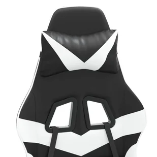 Lumarko Fotel gamingowy z podnóżkiem, czarno-biały, sztuczna skóra - Fotele gamingowe - miniaturka - grafika 12
