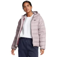 Kurtki damskie - Damska kurtka puchowa pikowana Under Armour Legend Down Hooded Jacket - beżowa - UNDER ARMOUR - miniaturka - grafika 1