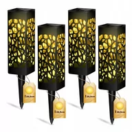 Lampy ogrodowe - 4x Lampki Solarne Ogrodowe LED Wbijane Słupki 28cm - miniaturka - grafika 1