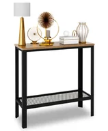 Konsole i sekretarzyki - Industrialna konsola z półką czarny + dąb lancelot C7-M23 - miniaturka - grafika 1