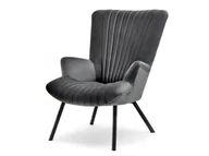 Fotele - Wyjątkowy Fotel Z Przeszyciami Lanza Grafit Na Czarnej Podstawie - miniaturka - grafika 1