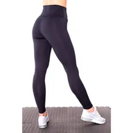 Spodnie sportowe damskie - Czarne legginsy z wysokim stanem na siłownię damskie 2skin BASIC - miniaturka - grafika 1