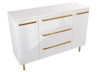 Szafka Stojąca Z Blatem ATH 120 cm K - Biały Wysoki Połysk - Uchwyty Złote Polerowane - Szafki łazienkowe - miniaturka - grafika 1