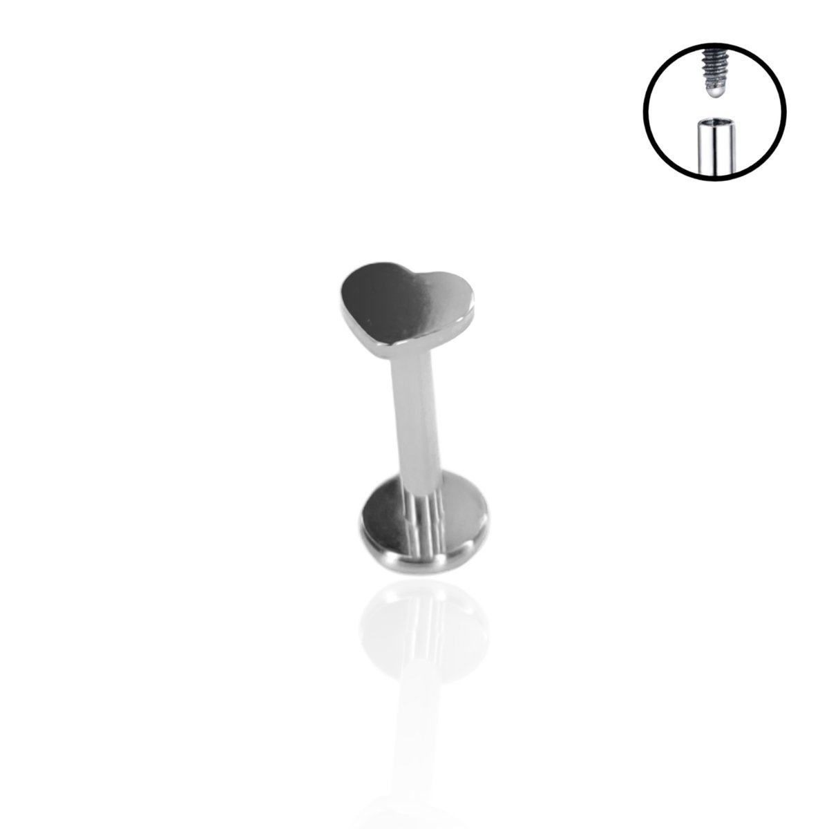Kolczyk Tytanowy Labret z sercem. 1,2/12/3