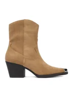 Botki damskie - DeeZee Kowbojki BZRB0184-24 Beżowy - miniaturka - grafika 1