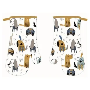 Komplet rękawic kuchennych Doggos 19 x 30 cm białe - Fartuchy i rękawice kuchenne - miniaturka - grafika 1