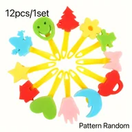 Inne - TEMU Zestaw 12 Kreatywnych Gąbek do Malowania - Żywe Kolory, Różne Kształty i Wzory do Artystycznego i Sztuki Tarcia, Łatwy w Użyciu Materiał PE - miniaturka - grafika 1