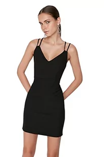 TRENDYOL Damska sukienka mini Bodycon Regular Fit dziergana, czarny, 36 - Sukienki - miniaturka - grafika 1