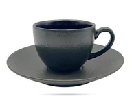 Filiżanki - Filiżanka ze spodkiem 200 ml czarna Terrea Black Alumina PORCELANA BOGUCICE - miniaturka - grafika 1