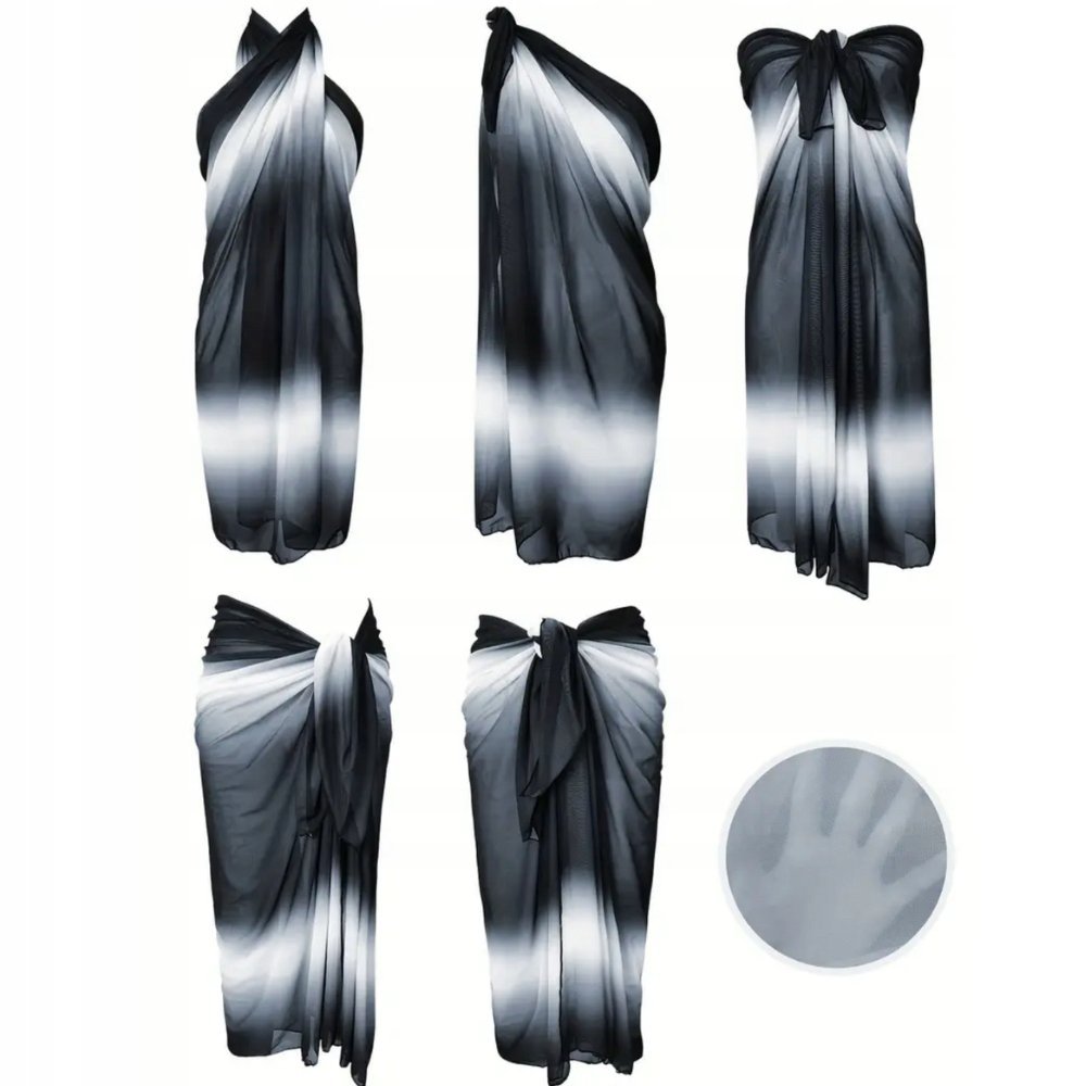 PAREO PLAŻOWE LETNIA TUNIKA PLAŻOWA ZWIEWNA SUKIENKA NARZUTKA NA PLAŻĘ LATO CZARNA