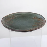 Talerze - Talerz płytki 25 cm zielono-brązowy - miniaturka - grafika 1
