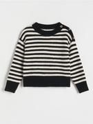 Swetry dla dziewczynek - Reserved - Strukturalny sweter w paski - wielobarwny - miniaturka - grafika 1