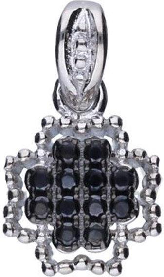 Srebrna zawieszka 925 czarna koniczynka cyrkonie elegancki wzór prezent