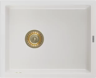 Mexen Pedro zlewozmywak granitowy 1-komorowy 560 x 460 mm, biały, syfon złoty - 6508561000-20-G - Zlewozmywaki - miniaturka - grafika 1