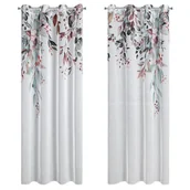Zasłony - Zasłona gotowa na przelotkach MEG 140x260 Eurofirany biała bordowe kwiaty - miniaturka - grafika 1