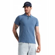 Koszulki męskie - Koszulka męska polo BASIC 100% bawełna niebieska V16 OM-POBS-0100 XXL - miniaturka - grafika 1