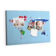 Tablice i flipcharty - Kolorowy Organizer - Tablica Korkowa z Pinezkami - Mapa flag 60x40 cm - miniaturka - grafika 1