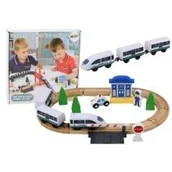 Pociągi dla dzieci - Drewniany pociąg z akcesoriami Leantoys - miniaturka - grafika 1