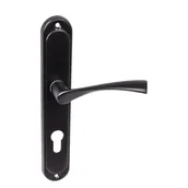 Klamki - Klamka do drzwi wewnętrznych z długim szyldem na wkładkę Romana Czarna - miniaturka - grafika 1