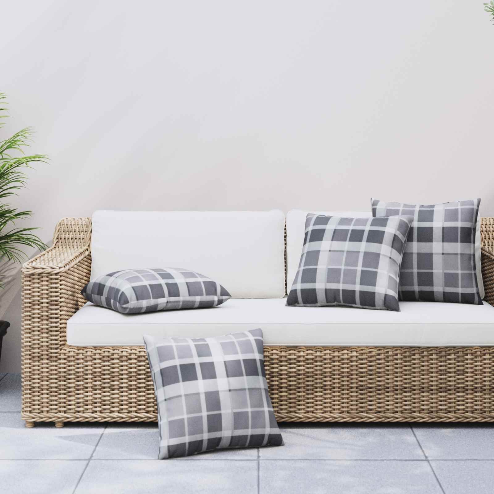 vidaXL Poduszka na zewnątrz 4 pcs Szary w krate 60 x 60 cm tkanina 377798