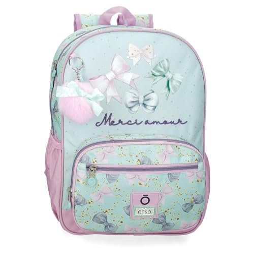 Enso Merci Amour Plecak szkolny Zielony 30x38x12 cm Poliester, Niebieski, Talla única, plecak szkolny