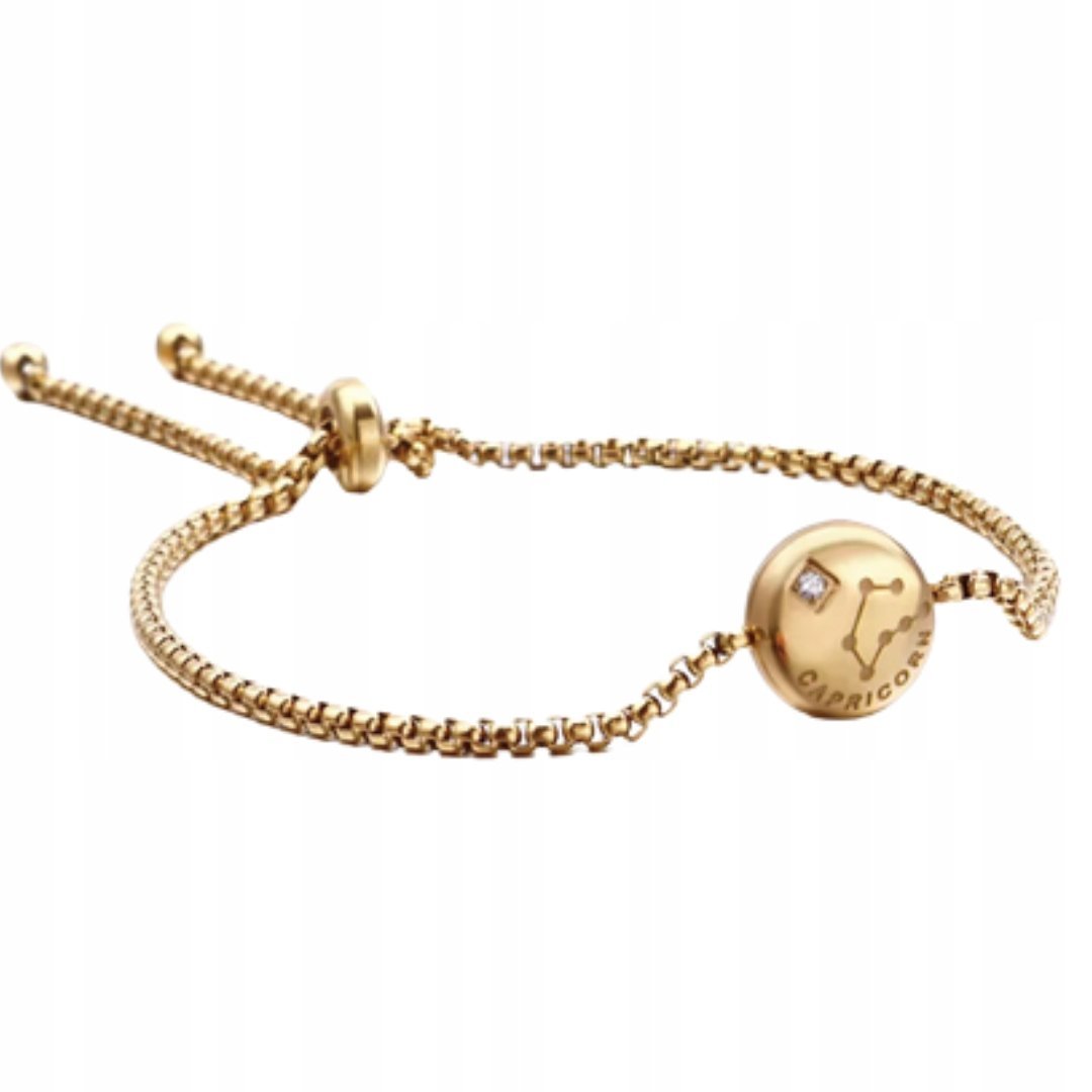 Bransoletka Zodiakalna Koziorożec - złoty kolor, regulowana