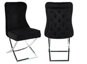 Krzesła - Krzesło Glamour Y-2009 czarny welur / srebrne nogi - miniaturka - grafika 1