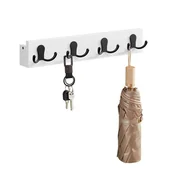 Wieszaki i stojaki - Bambusowy wieszak na ubrania z półką biały - miniaturka - grafika 1