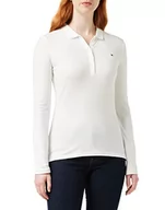 Koszulki i topy damskie - Tommy Hilfiger Damska koszulka polo Heritage Long Sleeve Slim Fit, CLASSIC WHITE, 3XL - miniaturka - grafika 1
