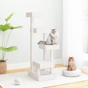 Legowiska dla kotów - vidaXL Drzewko dla kota, białe, 45,5x49x103 cm, lite drewno sosnowe - miniaturka - grafika 1