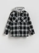 Kurtki i płaszcze dla chłopców - Reserved - Bawełniana kurtka z kapturem - jasnoszary - miniaturka - grafika 1