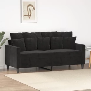 vidaXL Sofa 2-osobowa, czarna, 140 cm, tapicerowana aksamitem - Sofy i kanapy - miniaturka - grafika 1