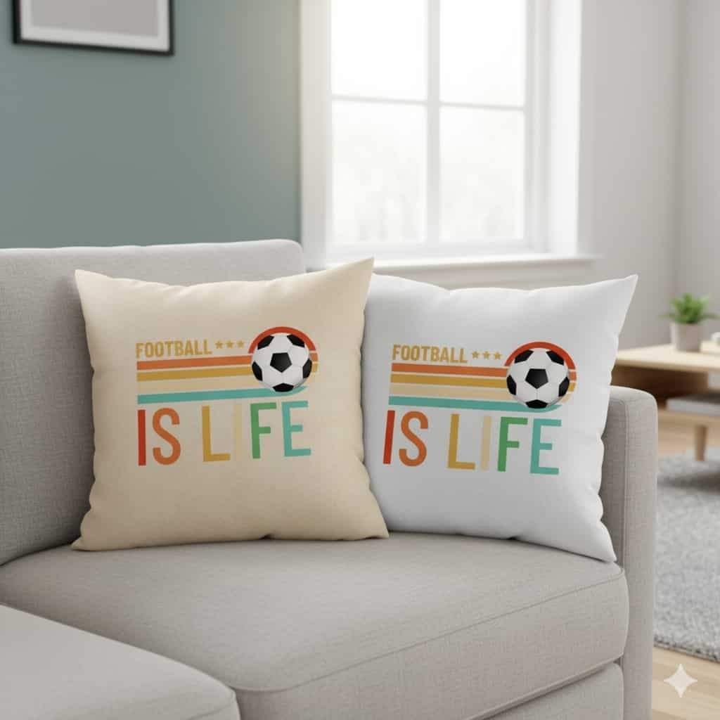 Haft krzyżykowy - Poszewka na poduszkę z nadrukiem - Football is life