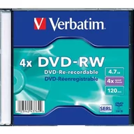 Nośniki danych - DVD-RW 4,7GB X4 VERBATIM SLIM 1szt. - miniaturka - grafika 1