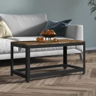 Ławy i stoliki kawowe - vidaXL Stolik kawowy ciemnobrązowo-czarny 90x45x45 cm MDF i żelazo - Stolik kawowy - Stoliki kawowe - Stolik boczny - Stolik sofowy - miniaturka - grafika 1
