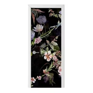 Naklejki na ścianę - Naklejka na drzwi HOMEPRINT Kwiaty na czarnym tle 95x205 cm - miniaturka - grafika 1