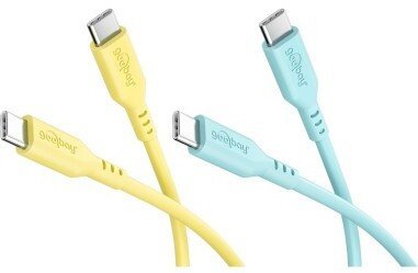 Goobay Zestaw Tropic Glow: 2 silikonowe kable USB-C, 1,5 m, żółty turkusowy