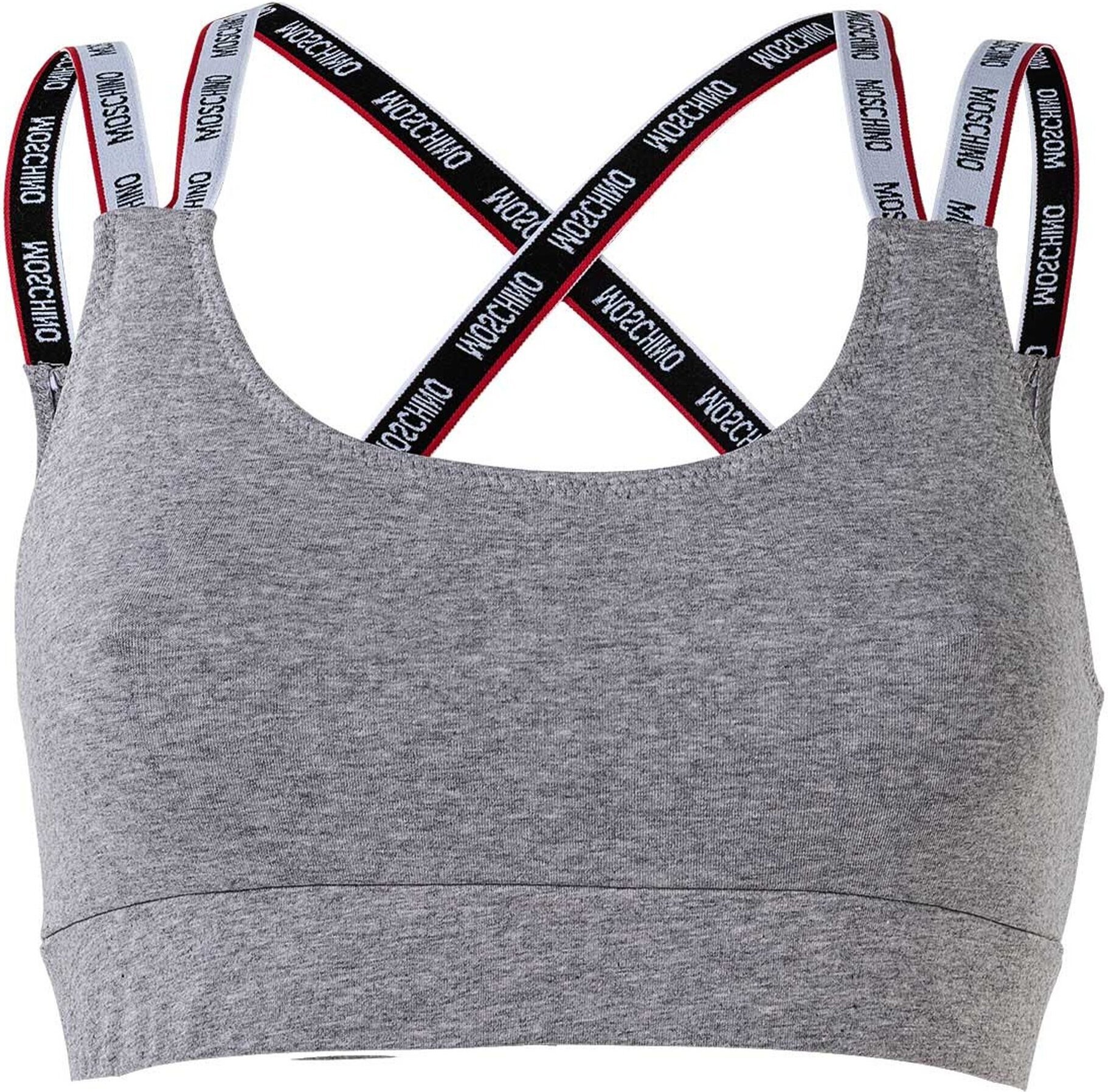 MOSCHINO bustier damski - bandeau, biustonosz sportowy, bawełna stretch, jednokolorowy szary XS
