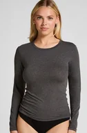 Biustonosze - Hunkemöller Bluzka z długim rękawem z miękkiej bawełny Szary - miniaturka - grafika 1