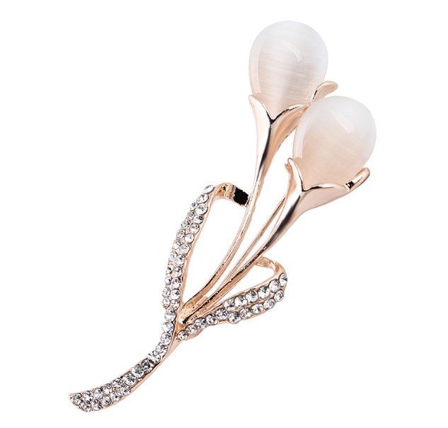 Broszka do ubrania kwiatek tulipan z cyrkonią